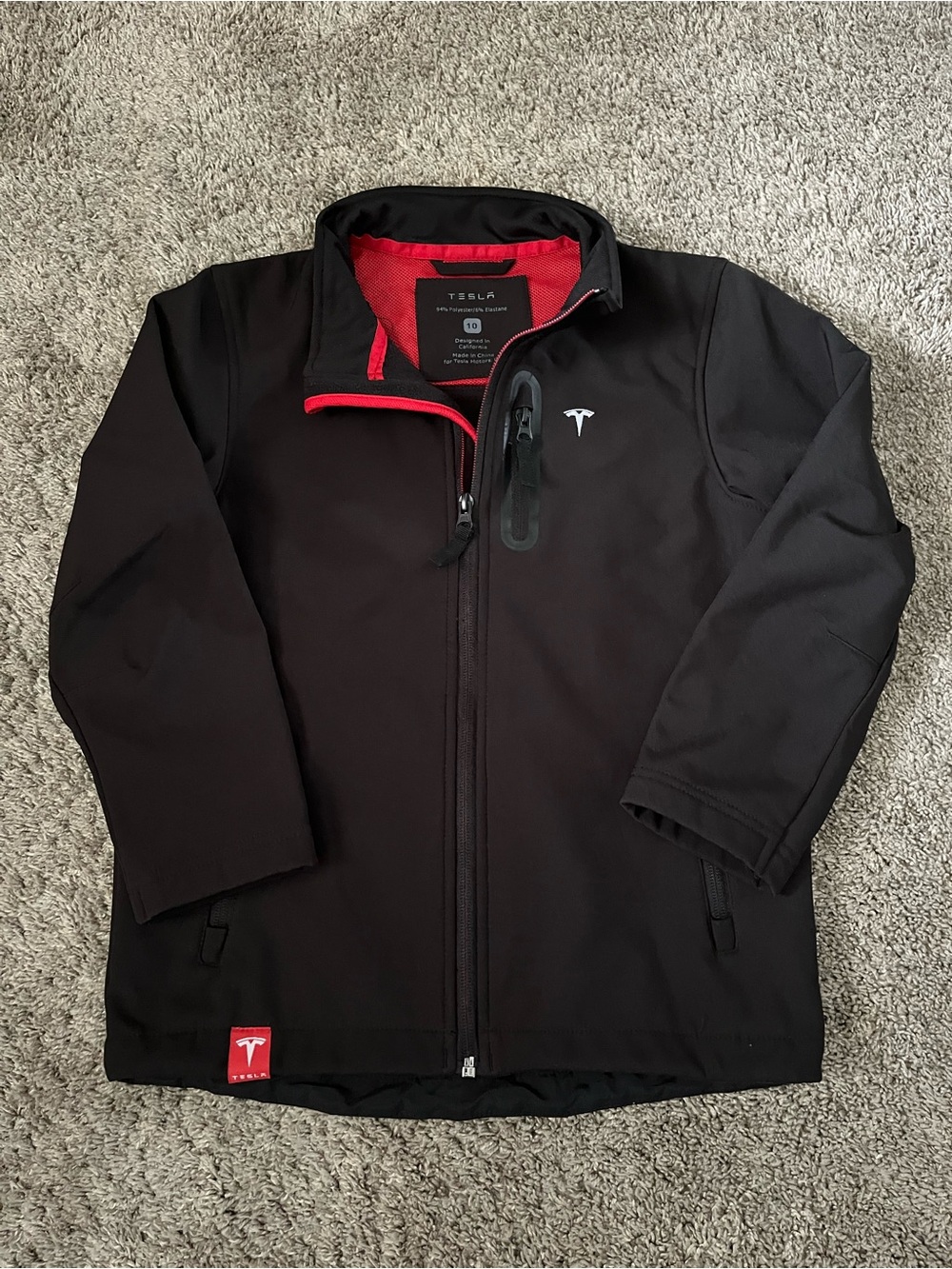 Tesla Corporate Employee Jacket Black Polyester Stretch Zip Youth Kids (10)